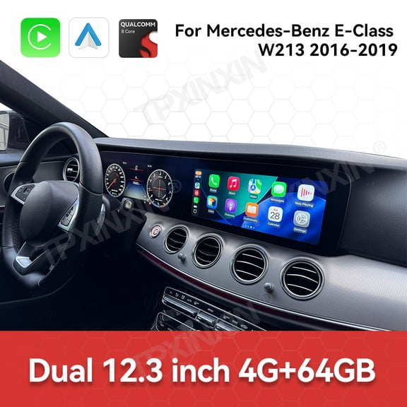 TPXINXIN Dual 12.3 inch For Mercedes-Benz E-Class W213 2016-2019 GPS Navigation Android 13 Car Radio CarPlay Multimedia Player Head Stereo Unit HD Screen