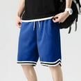 thumbnail image 2 of Caqnni Men's Basketball Shorts Heavy Mesh with Regular Fit Comfy Gym Workout Active Pants Leisure Sports Gym Basketball Casual Shorts Summer Beach Short (XXL,Blue), 2 of 5