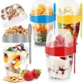 thumbnail image 2 of Taza de desayuno con tapa, cuchara, para ensalada, yogur, avena, frutas, dos capas, para almacenamiento de alimentos, portátil, para fitness, para adelgazar, 2 of 5