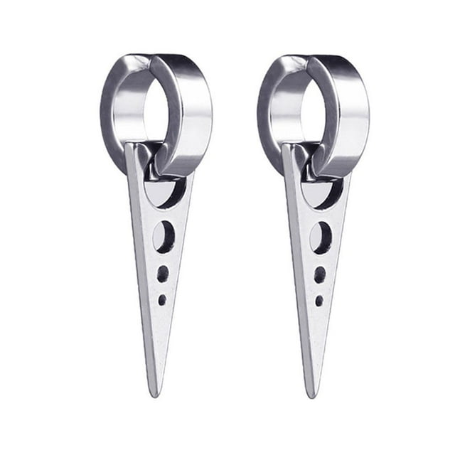 1 Pair Men Geometric Titanium Steel Prevent Allergy Ear Clips Male Non Piercing Jewelry Earrings