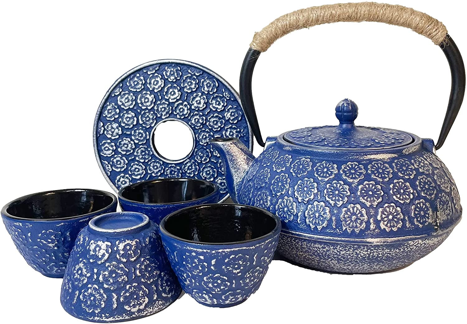 CUISILAND BLUE 1L/33 OZ Liter Enamel Coated Cast Iron Sakura Blossom