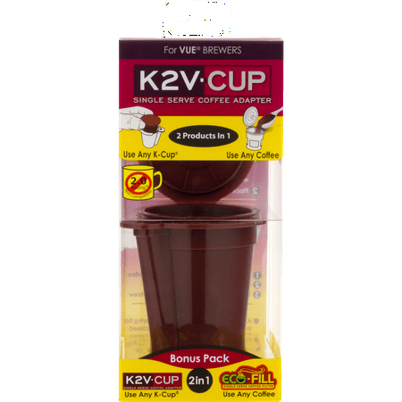 PP K2V-Cup 2 IN 1 Single Serve 1.0 Coffee Adapter and Reusable Filter Coffee Pod for Keurig Vue Brewers & K-Cup Coffee Makers 1.0