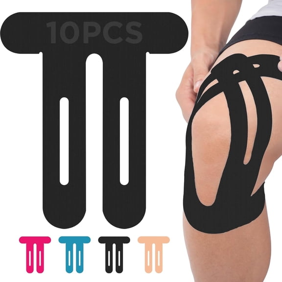 Nylon Kinesiology Tape for Knee, 10 Pcs Stretchable on Four Sides Precut Strips, Athletic Tape for Knee Support Stability,Breathable and Hypoallergenic(wwx)