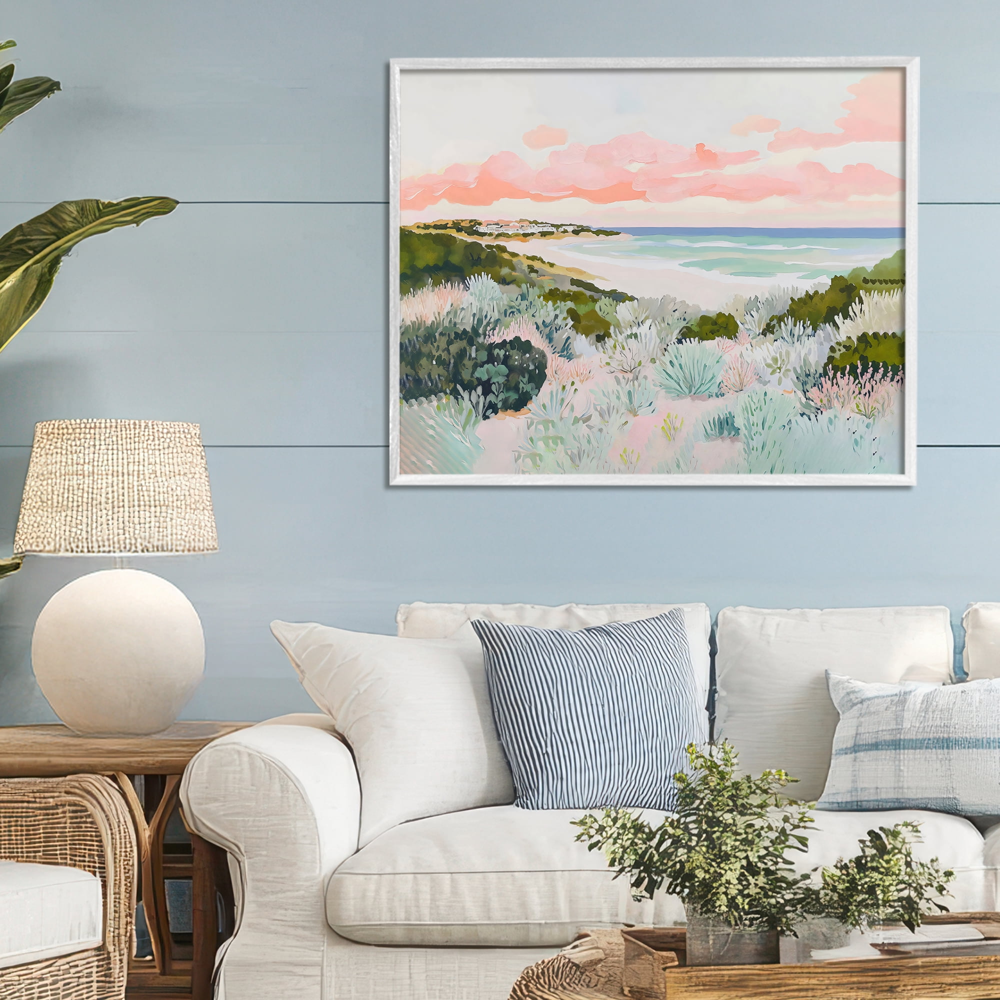 Stupell Industries Beach Grasses & Pastel Skies White Framed Giclee Art, design by The Prints Vibe