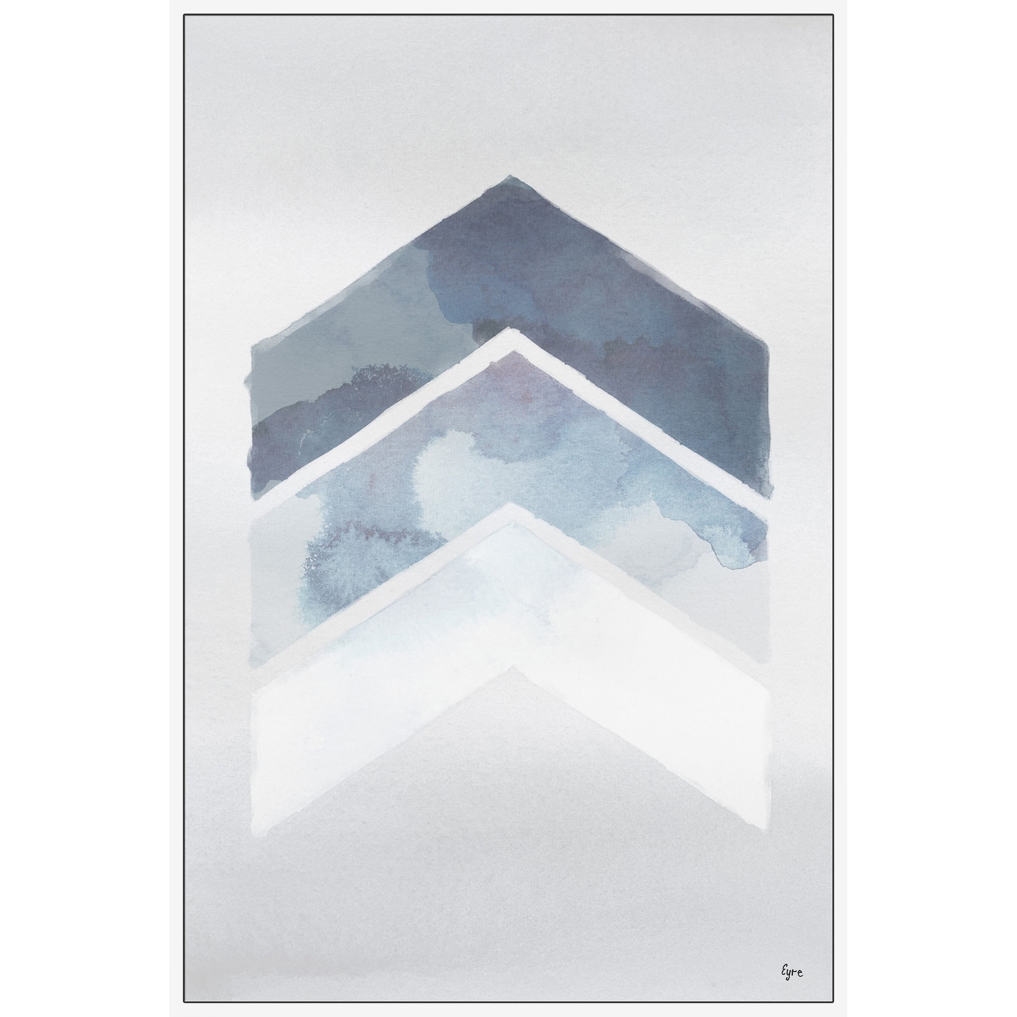 Tonal Blues Floater Framed Painting Print on Canvas