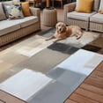 thumbnail image 2 of Fsddascl Modern Brown Beige Outdoor Rug for Patio/Deck/Porch, Non-Slip Large Area Rug 5 x 8 Ft, Grey White Color Blocks Indoor Outdoor Rugs Washable Area Rugs, Reversible Camping Rug Carpet Runner, 2 of 5
