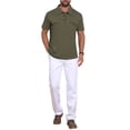 thumbnail image 2 of INSPIRE CHIC Men's Collared Short Sleeve Double Chest Pockets Outdoor Polo Shirt XL Olive Green, 2 of 5