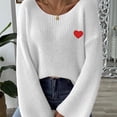 thumbnail image 4 of Brglopf Women's Sweaters Love Heart Embroidery V-Neck Knitted Pullover Tops Loose Fitted Casual Long Sleeve Sweaters, 4 of 6