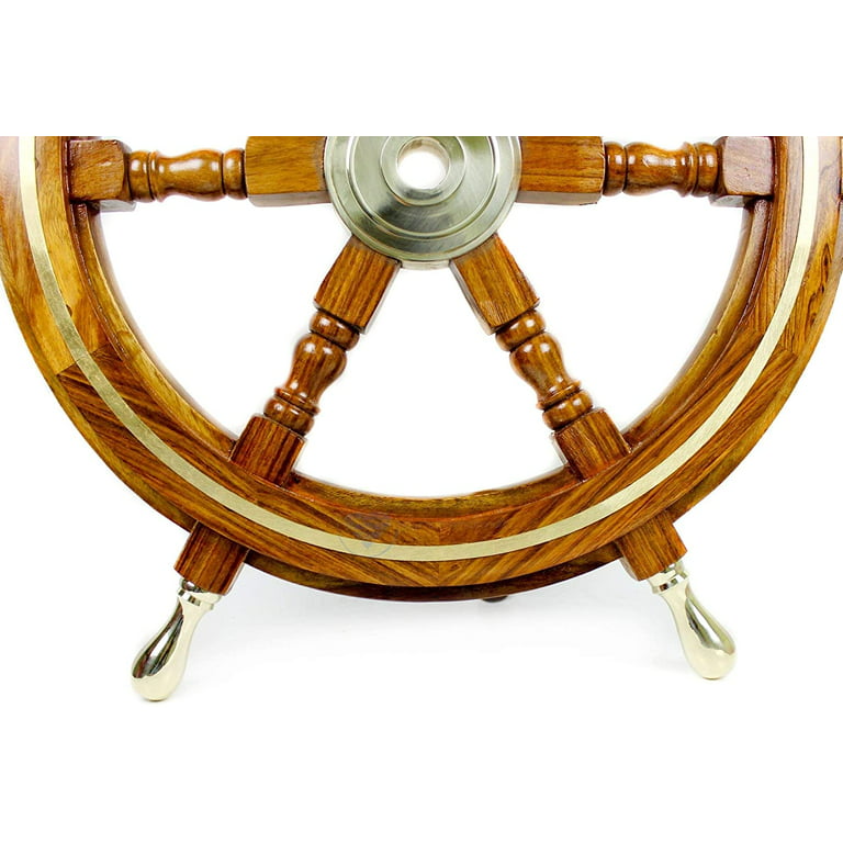 Deco 79 Wood Ship Wheel Hook, 12-Inch, Brass by UMA Enterprises, Inc. 