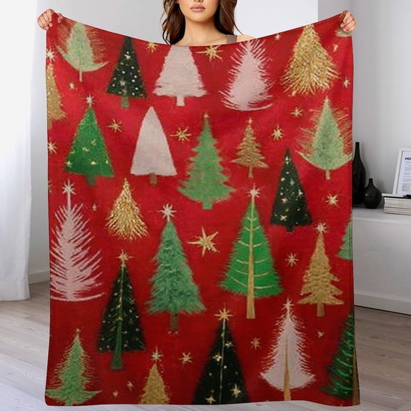 RKSupls Christmas Throw Blanket,Christmas Tree Soft Flannel Blanket, Fuzzy Warm Cozy Winter Blanket for Couch Bed Home Decor,60x80 in