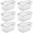 thumbnail image 1 of Sterilite Ultra 2 Bushel Plastic Stacking Clothes Laundry Basket, White (6 Pack), 1 of 3