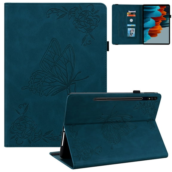 Allytech Galaxy S11 11-Inch Case SM-T870 T875, Folio PU Leather Luxury Butterfly Embossed Multi Angle Viewing Stand Shockproof Drop Absorption Case Cover for Samsung Galaxy Tab S11 T870, Darkblue