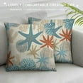 thumbnail image 3 of COMIO  Nautical Coastal Throw Pillow Covers Beach Themed Ocean Seashell Coral Starfish Couch Decorative Pillow Cases Outdoor Sofa Cushion Cover for Bedroom Living Room, Blue, 3 of 5