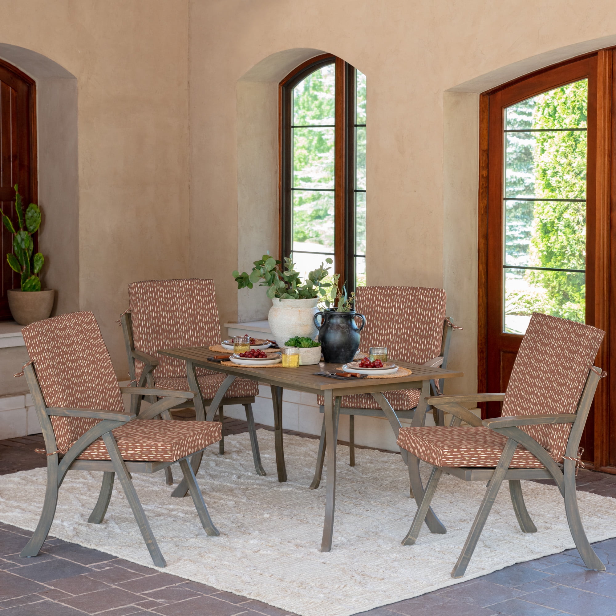 ARDEN Outdoor Dining Chair Cushion 20 x 20, Water Repellent, Fade Resistant 20 x 20, Rust Red Brushed Texture