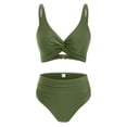 thumbnail image 4 of QURATI Swimwear Women Swimsuit 3D Flower One Shoulder Bathing Suit Padded Monokini Green2 L, 4 of 5