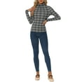 thumbnail image 2 of INSPIRE CHIC Women's Blouse Slim Fit Turtleneck Pleated Front Long Sleeve Knit Top L Blacks, 2 of 5