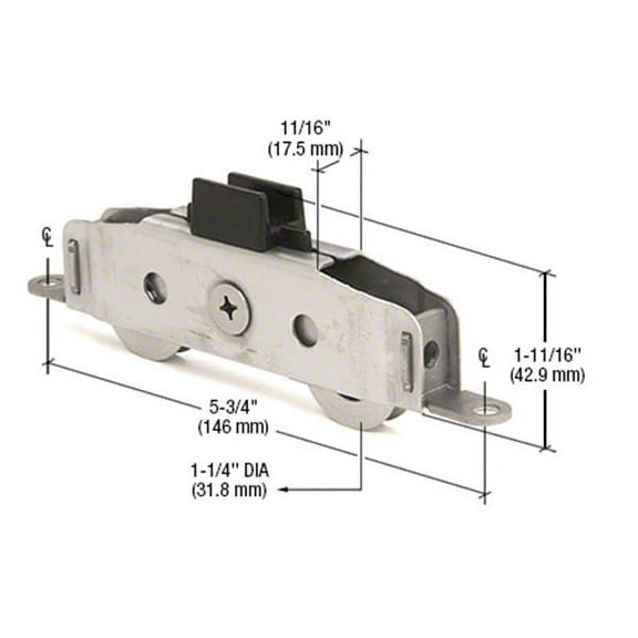 1-1/4" Tandem Stainless Steel Sliding Glass Door Roller With 11/16" Wide Housing for Milgard Doors