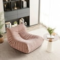 thumbnail image 4 of 35.8'' X 41.3'' Armless Fireside Chair, Oversized Soft Boucle Teddy Fabric Floor Lounge Sofa Couch, Comfy Single Lazy Sofa, Leisure Bean Bag Chair for Living Room, Bedroom, Office, Apartment  Pink, 4 of 18