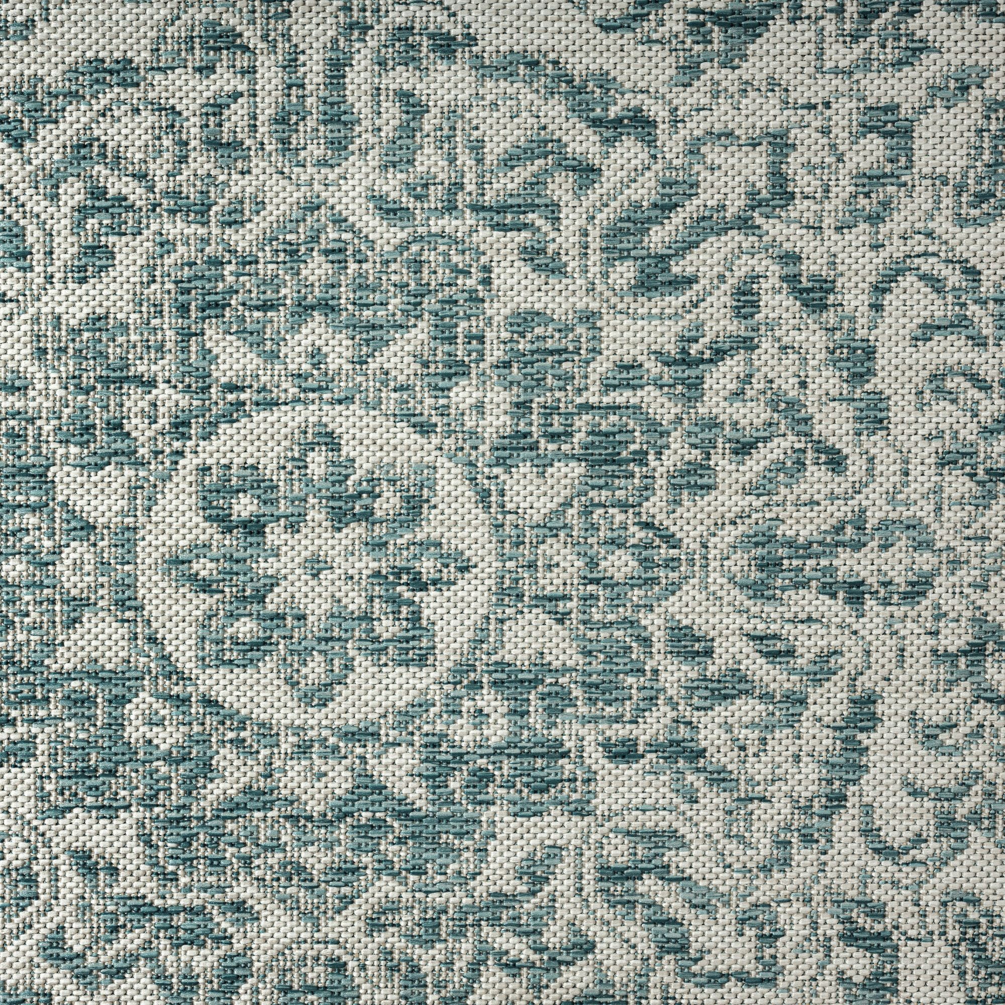 Nicole Miller New York Patio Country Azalea Transitional Medallion Indoor/Outdoor Area Rug, Blue/White, 6'6"x9'2"