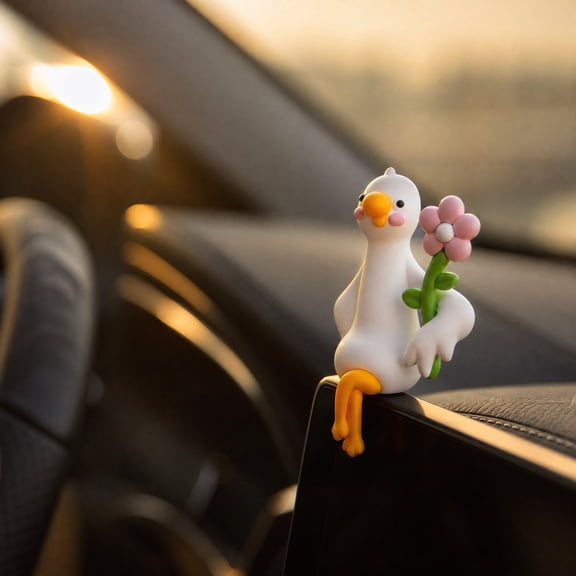 Summercome Cute Duck Car Dashboard Decorations, Various Styles Goose Auto Center Console Ornaments, Mini Non-Slip Interior Decor for Car Screens, Universal for Most Cars