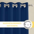 thumbnail image 6 of Navy Blue Flowers Kitchen Curtains Window Panels, Rustic Abstract Floral Simple Art Insulated Window Treatment Curtain, Grommet Curtains for Bedroom/Living Room/Bathroom, 2 Piece 52"Wx84"L, 6 of 8