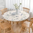 thumbnail image 3 of Pioneer Flower Floral Print Pattern Round Fitted Tablecloth with Elastic Edge,Dining Table Cover Waterproof,Outdoor Round Tablecloth for Camping,Dining,Indoor and Outdoor, 3 of 7