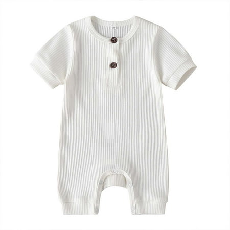 

MELDVDIB Baby Romper Toddler Kids Baby Girls Boys One-piece Short-sleeved Fashion Solid Color Romper Gift on Clearance
