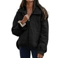 thumbnail image 2 of RYRJJ Women's Oversized Puffer Jacket Lightweight Zip Up Hooded Padded Quilted Jackets with Pockets Fall Winter Warm Coats(Black,S), 2 of 9