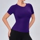 thumbnail image 2 of Camiseta de Manga Corta de Yoga para Mujeres Color Sólido Moda Casual Respirable Apretado Deportivo de Alta Elasticidad Camiseta de Carrera de Manga de Raglan Cuello Redondo Top de Manga Corta de Muj, 2 of 5