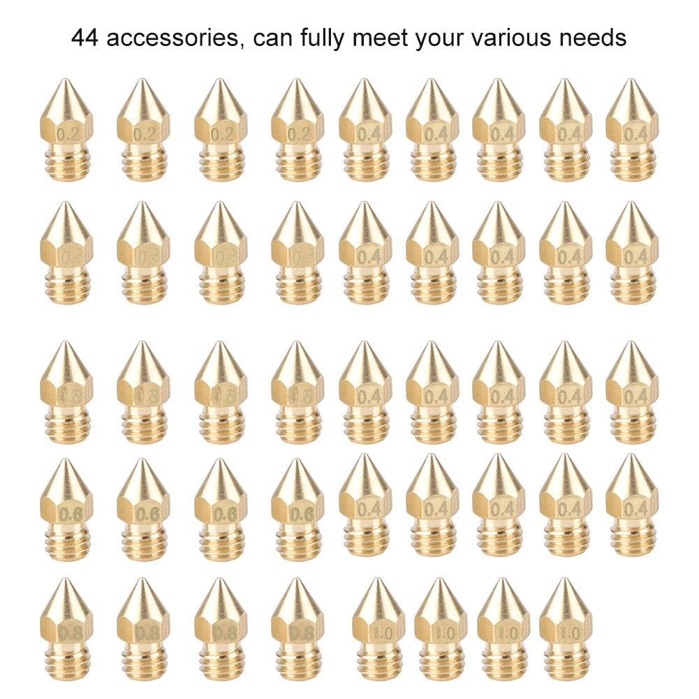 0.4mm 44PCS 3D Printer Nozzles MK8 Extruder Head for Creality CR-10 0.2mm 1.0mm 0.5mm 0.6mm 0.3mm 0.8mm