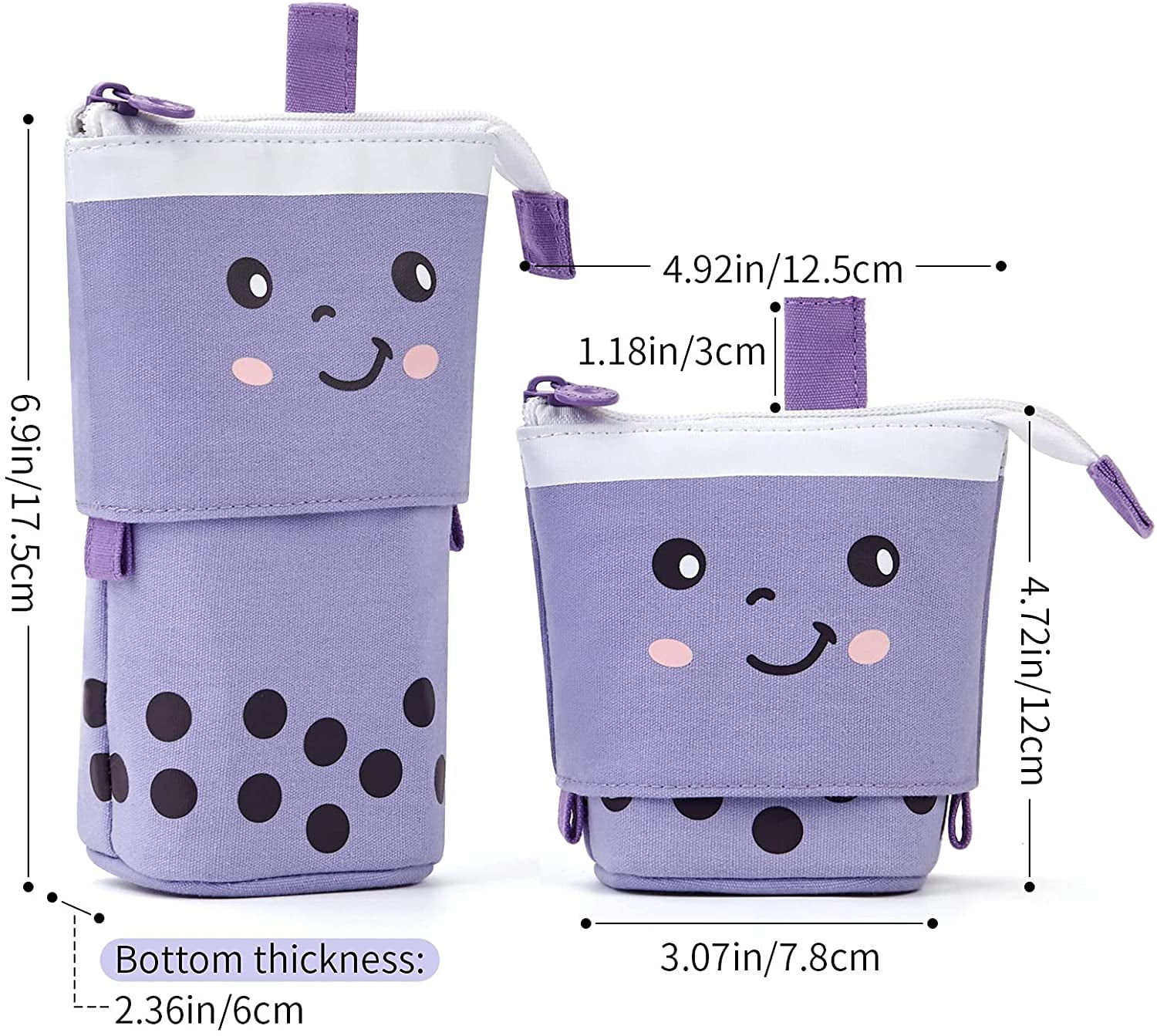 CICIMELON Cute Pencil Case Telescopic Pen Holder Standing Pencil Bag  (Purple) 