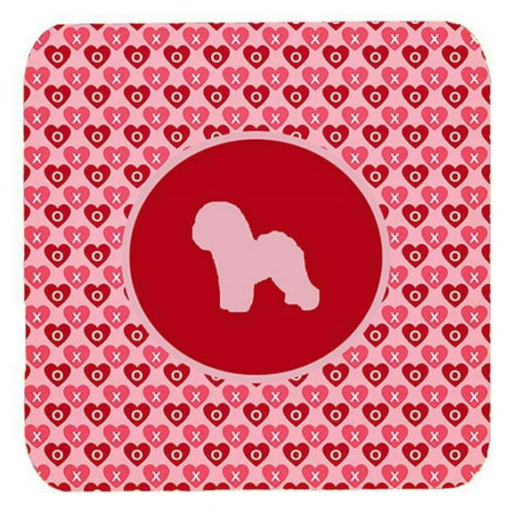 Bichon Frise Valentine Hearts Foam Coasters - Set 4, 3.5 x 3.5 In.