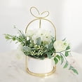 thumbnail image 2 of ionze Home Decor Artificial Flower with Vase White Silk Flower Arrangements In Pot Home Accessories （Beige）, 2 of 3