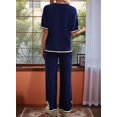 thumbnail image 4 of Short-Sleeved Knitted Trousers Suit Navy Blue M, 4 of 7