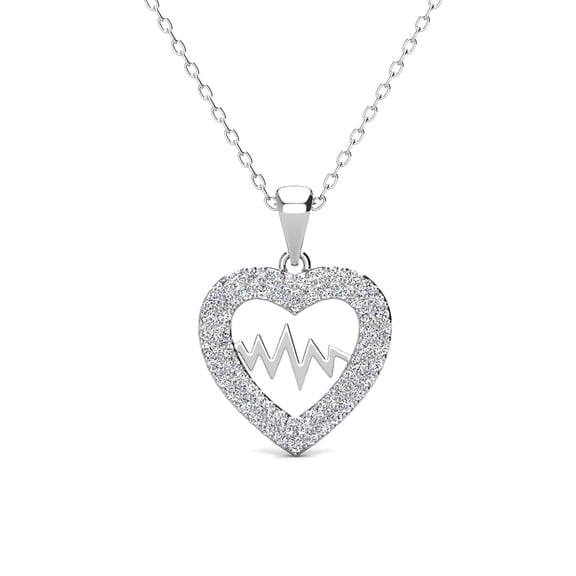 Cate & Chloe Molly 18k White Gold Plated Heart Necklace with Swarovski Crystals for Women