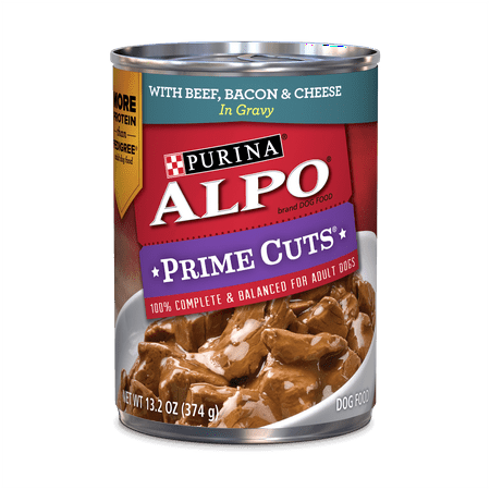 ALPO Prime Cuts Beef, Bacon & Cheese in Gravy Wet Dog Food, 13.2-Oz, Case of