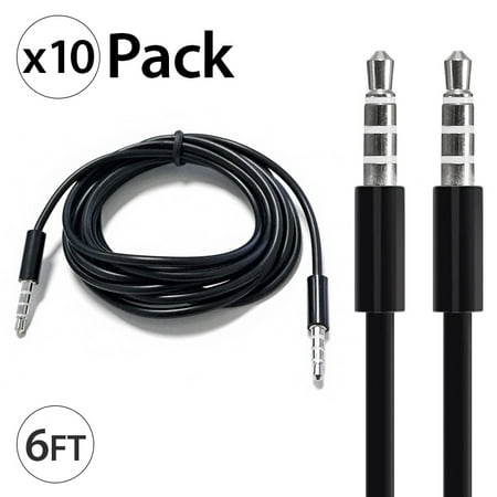 - 10-Pack 3.5Mm Male To Male Audio Cable by FREEDOMTECH 6FT Universal Auxiliary Cord 3.5mm Male to Male Round Audio Aux Cable 3.5mm Connector for iPods iPhones iPads Galaxy Home Car Stereos Black