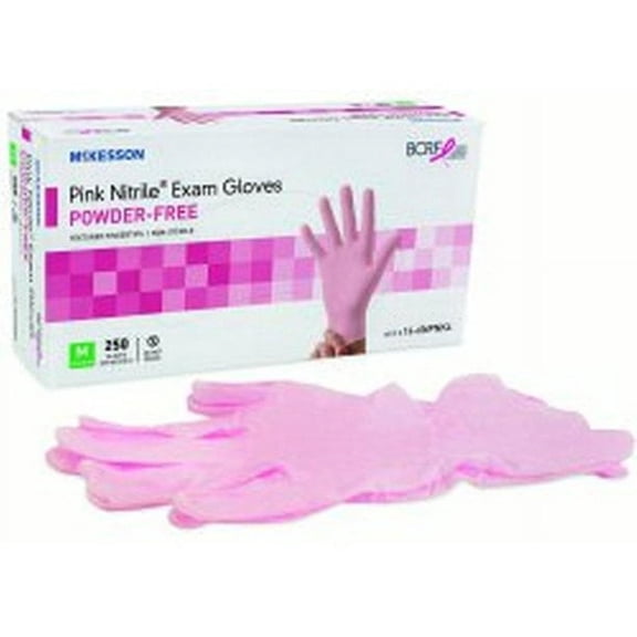 McKesson Nitrile Gloves Small | Medical Gloves 250 Ct per Box | Exam Gloves Disposable Latex Free | Powder Free Nitrile Gloves for Protection | Pink Examination Gloves | Size S | Beaded Cuff