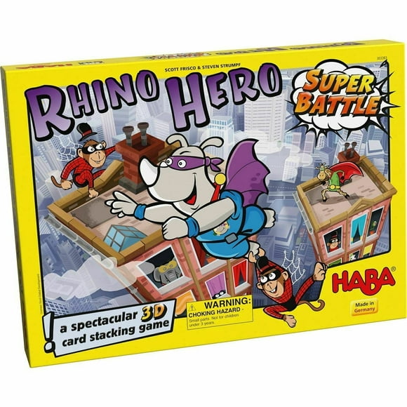 Juego de apilamiento HABA Rhino Hero Super Battle para niños mayores de 5 años
