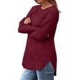 thumbnail image 6 of Long Sleeve Shirts For Women Crewneck Solid Color Pullover Tops Casual Loose Spring Fashion Sweatshirts, 6 of 6
