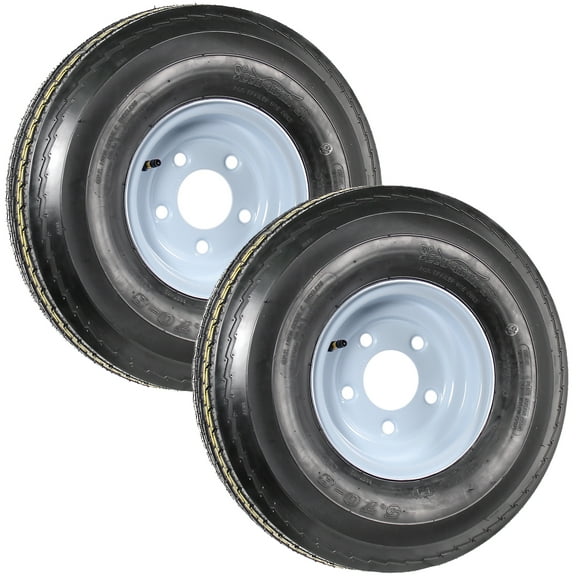 eCustomrim 2-Pk Trailer Tires On Rims 5.70-8 570-8 5.70 x 8 8 in. Load B 5 Lug Wheel White