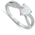 thumbnail image 4 of CHOOSE YOUR COLOR Clear CZ White Simulated Opal Heart Promise Ring .925 Sterling Silver Band Female Size 8, 4 of 4