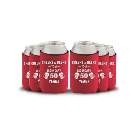 

50th Birthday Party Can Coolie Cheers to 50 Party Coolie Birthday Party Supplies Party Bottle Holder Can Holder 50th Birthday Gifts