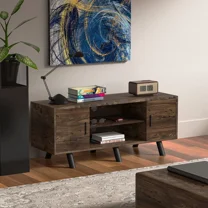 LUOLAX TV Stand Industrial TV Media Console Table for TV's Up to 55" Storage Shelf