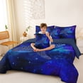 thumbnail image 3 of Feelyou Space Shark Bedding Comforter Set for Kids Boys Girls, Dreamy Galaxy Star Animal King Bedding Sets, Navy, Blue Reversible, 7 Pieces, 3 of 7