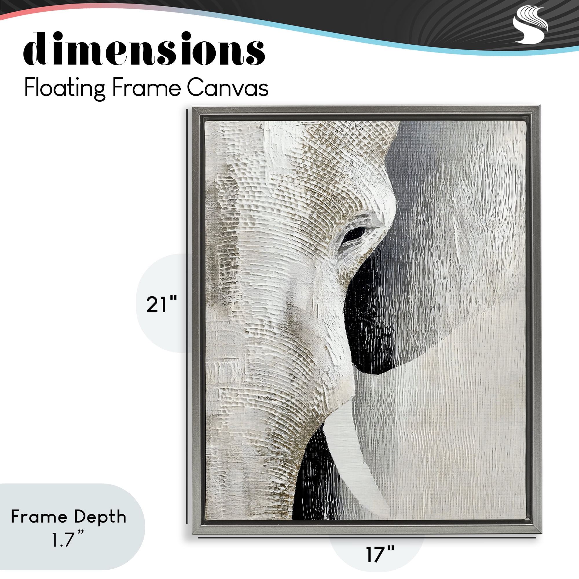 Stupell Industries Faux Textured Elephant Gray Framed Floater Canvas Wall Art, design by LSR Design Studio
