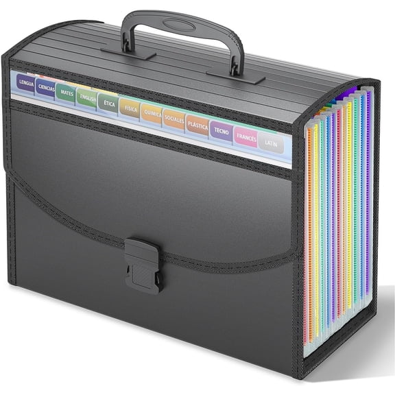 Accordion File Organizer,Expanding File Folder Portable Filing Folders,13 Pockets File Box with Handle for Documents,Special Design for Carrying,A4/Letter Size,Colored Tabs