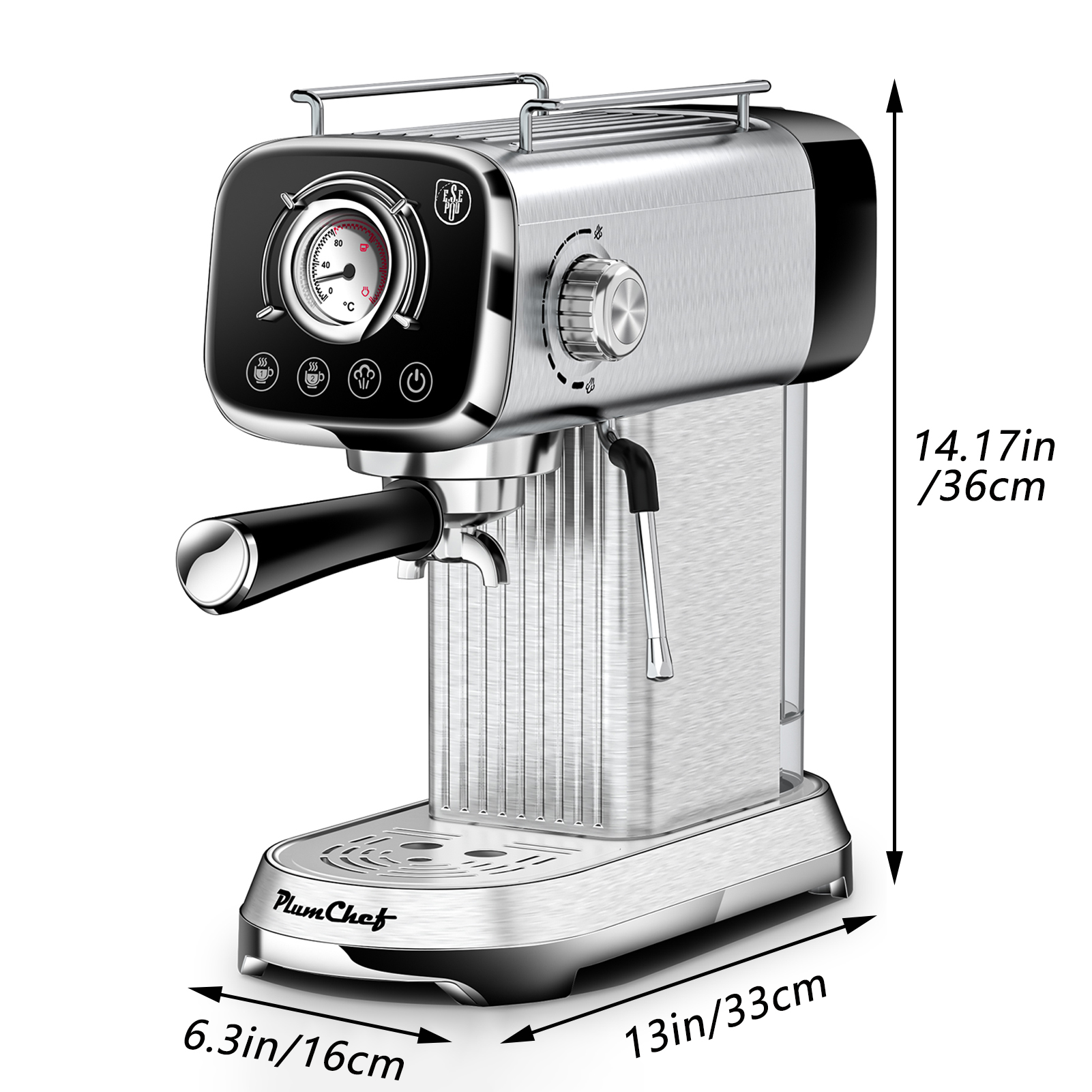 20 Bar Compact Espresso Machine with Milk Frother, Dual Shot Options, ESE Pod Compatibility, Temperature Display, Removable Water Tank for Cappuccino, Latte, & Macchiato at Home