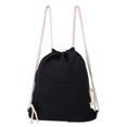 thumbnail image 2 of Nueva Mochila de lona a rayas con cordón para mujer, Mochila con forma de cubo de estrella (negro), 2 of 2