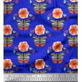 thumbnail image 1 of Soimoi Blue Cotton Cambric Fabric Leaves & Flower Print Fabric by the Yard 42 Inch Wide, 1 of 3